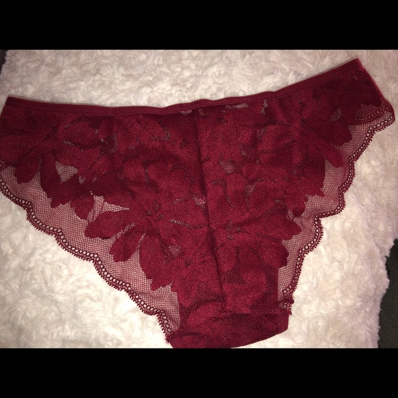 PINK Strappy Logo Cheekster Lace Burgundy Size XS - Picture 3 of 3